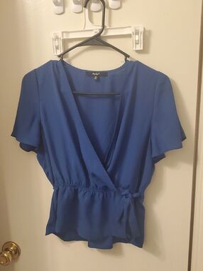 FREE W/ ANY PURCHASE Papaya Cobalt blue Wrap Peplum Blouse